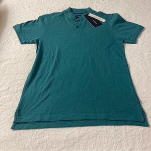 Fratini teal men’s jacquard Henley shirt size small